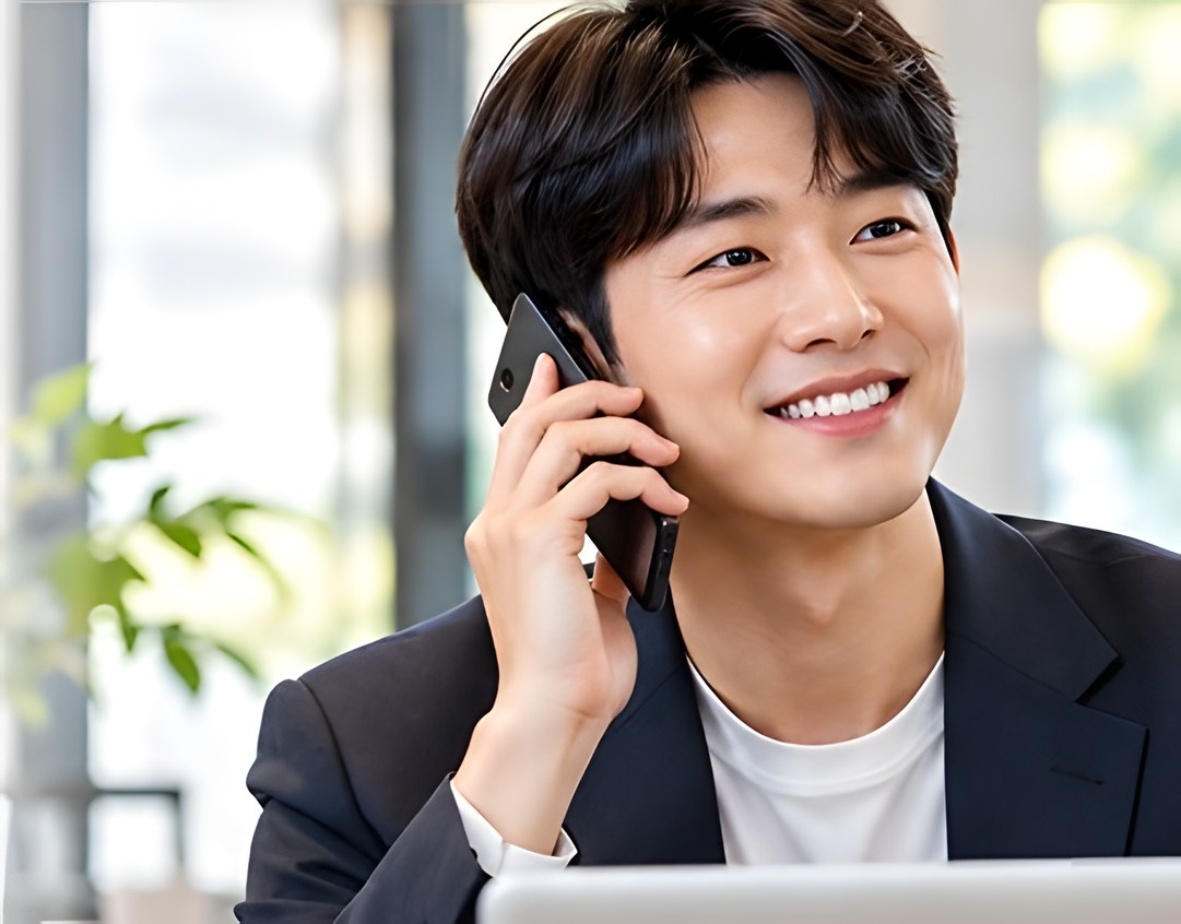 전화로 매체 담당자에게 문의하는 광고주